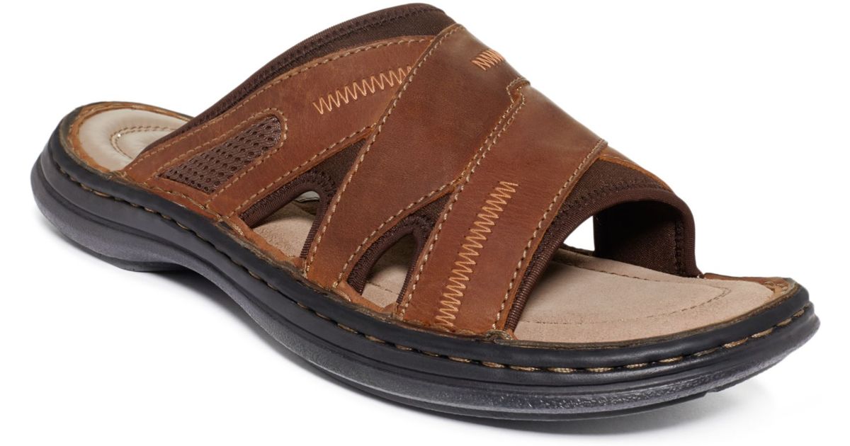 Hush  Puppies  Relief Slide Sandals  in Copper Leather Brown 