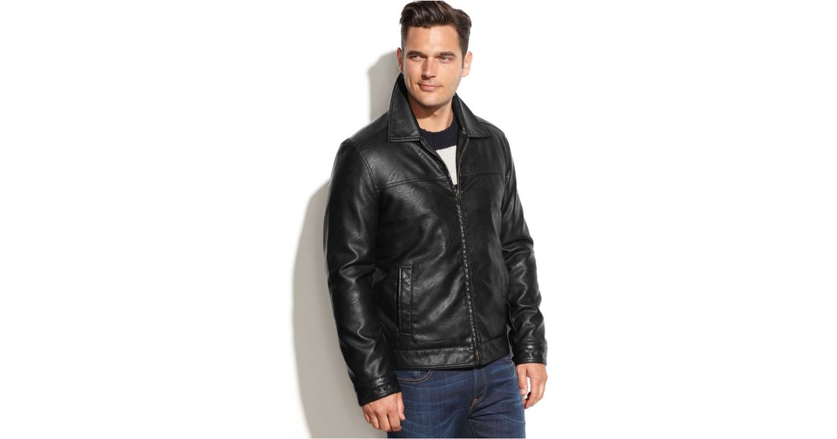 tommy hilfiger black leather jacket
