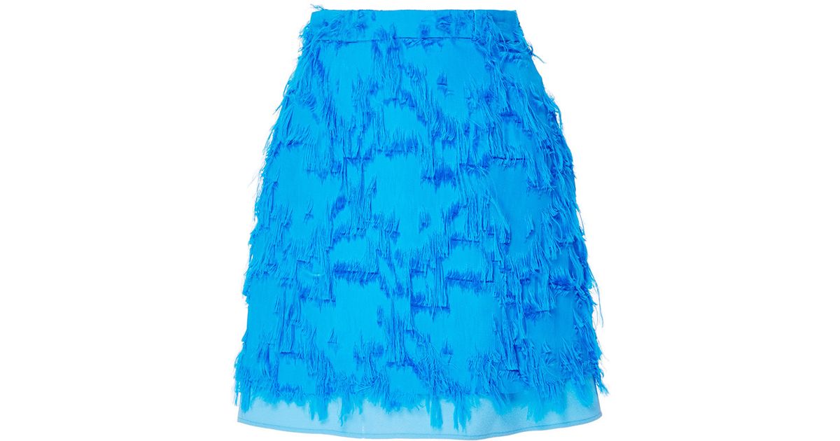 Carven Synthetic Fringe Mini Skirt in Blue - Lyst