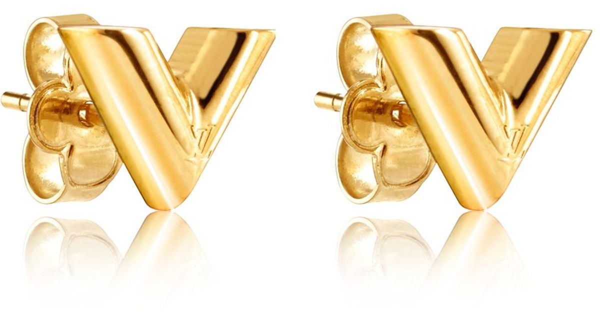 Louis vuitton Essential V Stud Earrings in Metallic | Lyst