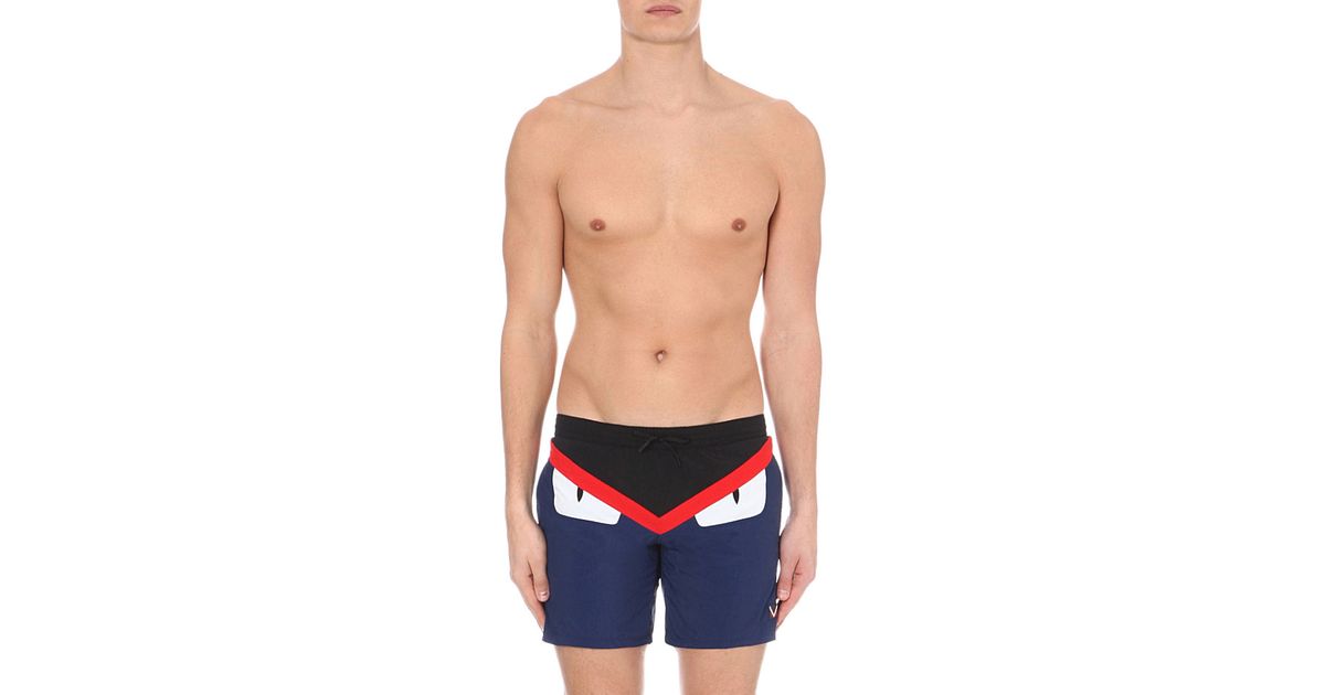 fendi monster swim trunks