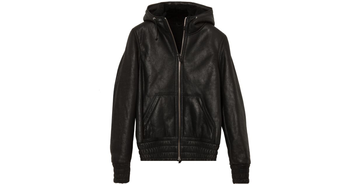 ami shearling leather jacket