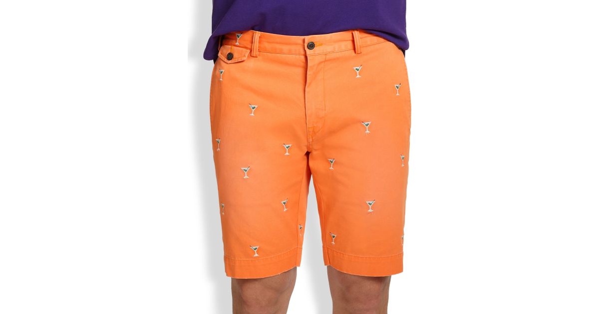 Polo Ralph Lauren Greenwich Classic-Fit Embroidered Chino Shorts in Orange  for Men | Lyst