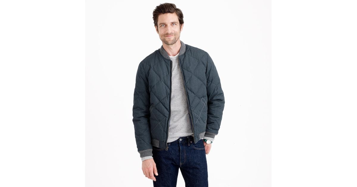 J Crew Wallace Barnes Down Bomber Jacket In Vintage Navy Blue