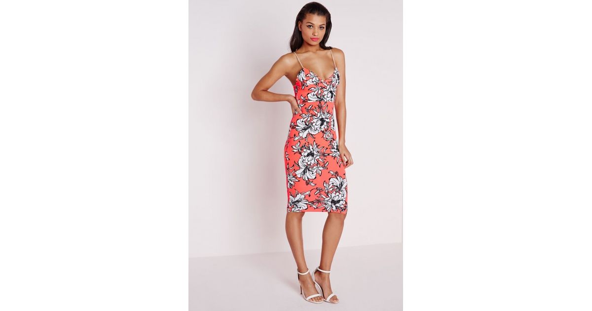 Neon Coral Midi Dress