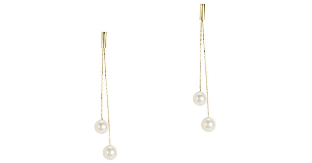 Lyst Kenneth Jay Lane Double Pearl Drop Earrings In White