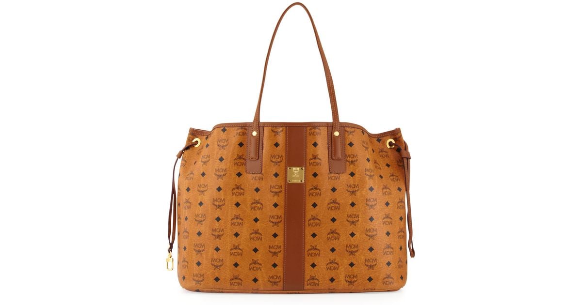 mcm liz large shopper bag cognac