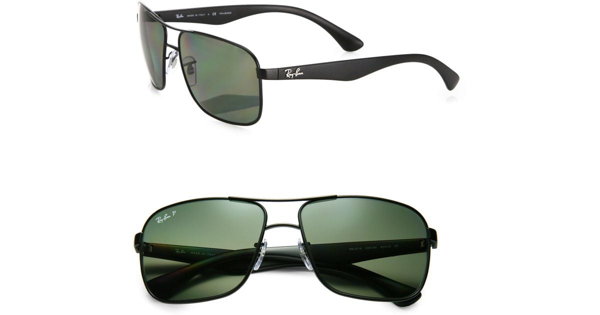 Ray-Ban 59Mm Square Aviator Sunglasses in Black for Men | Lyst