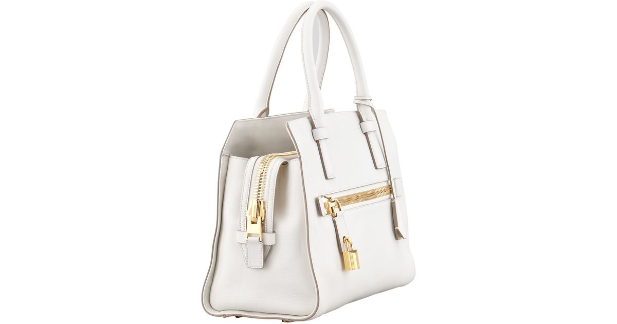 Tom Ford White Charlotte Small Leather Tote Bag