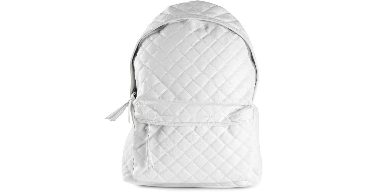 grey quilted backpack