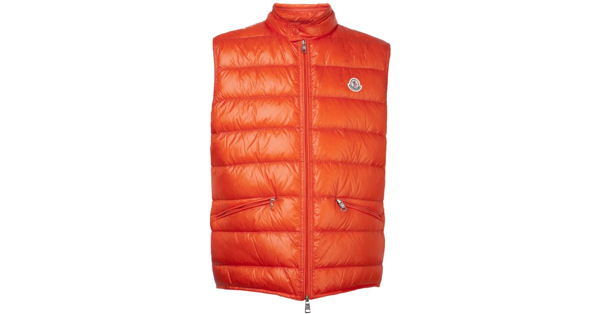 Moncler Puffer Vest in Orange for Men | Lyst