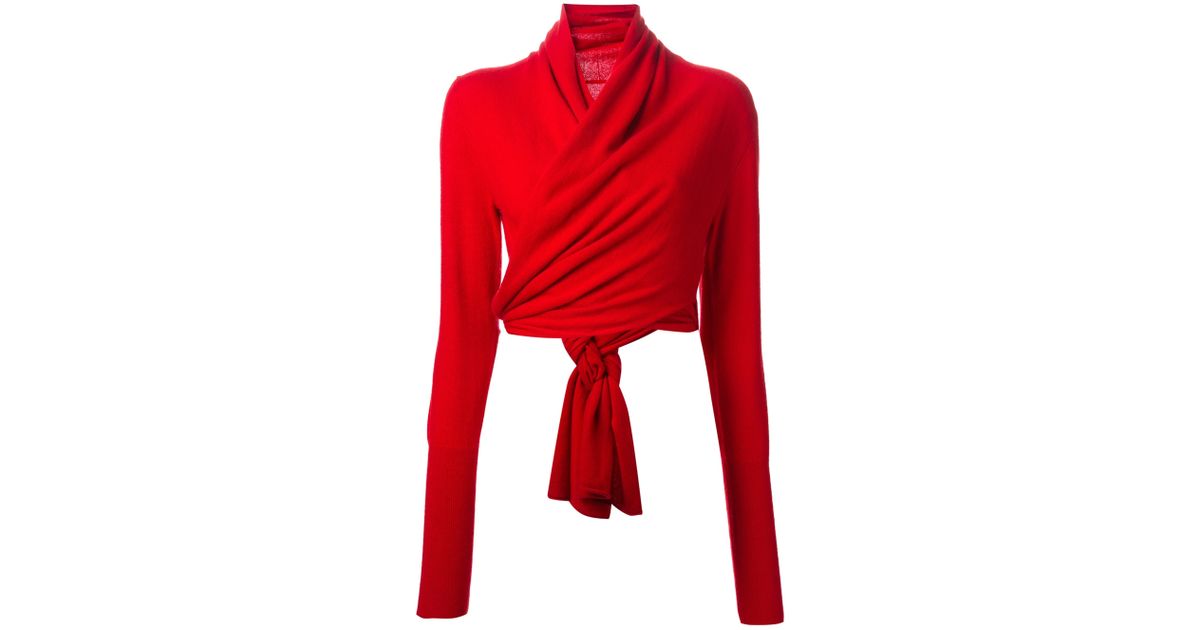 red wrap cardigan