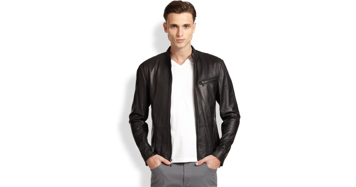 Michael Kors Leather Moto Jacket In Black For Men Lyst