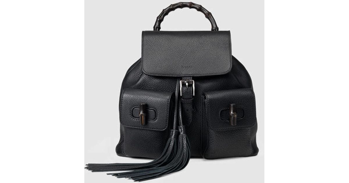Gucci Bamboo Leather Backpack in Black 
