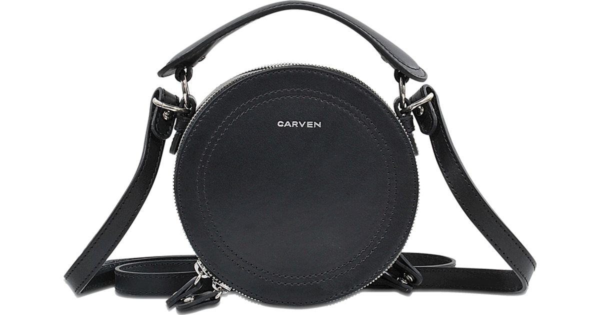 Carven Black Saint Sulpice Drum Leather Cross Body Bag