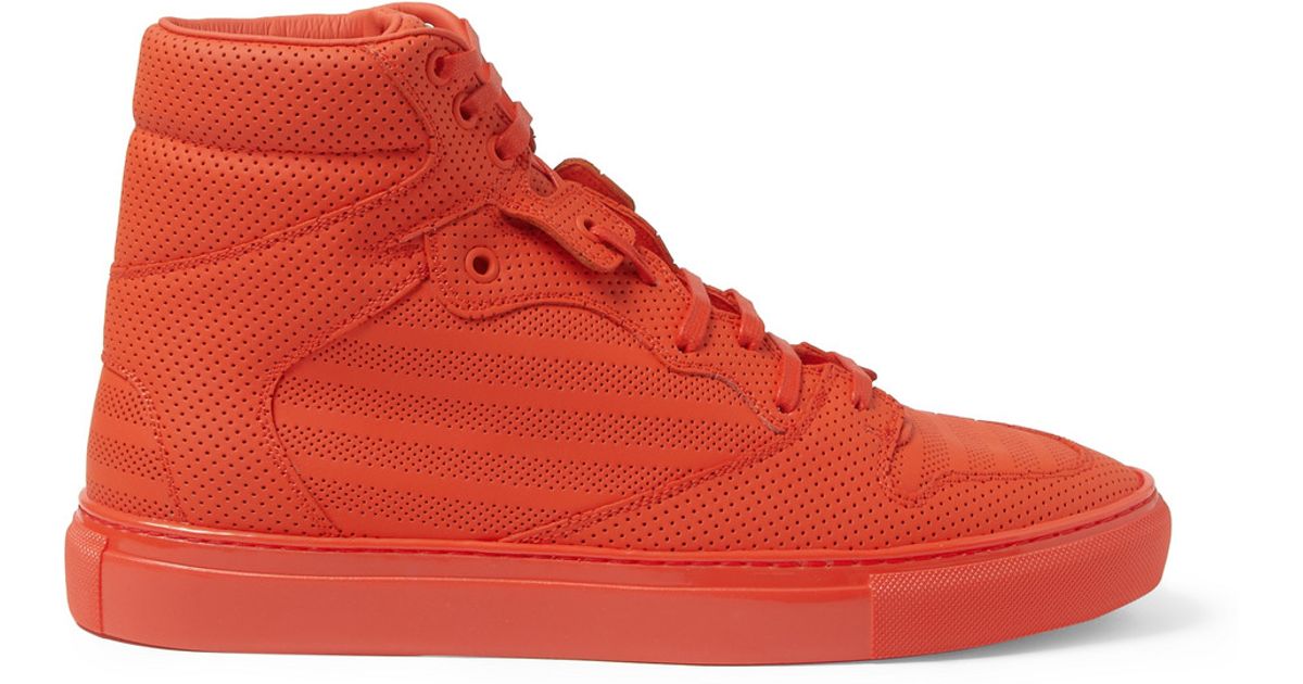 Balenciaga Pleated High-Top Sneakers in Red for Men | Lyst