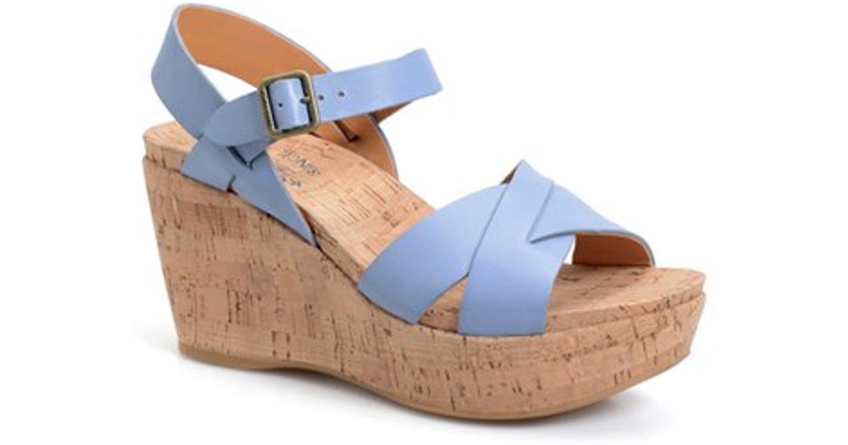 KorkEase Ava 2.0 Leather Platform Sandals in Blue Leather (Blue) Lyst
