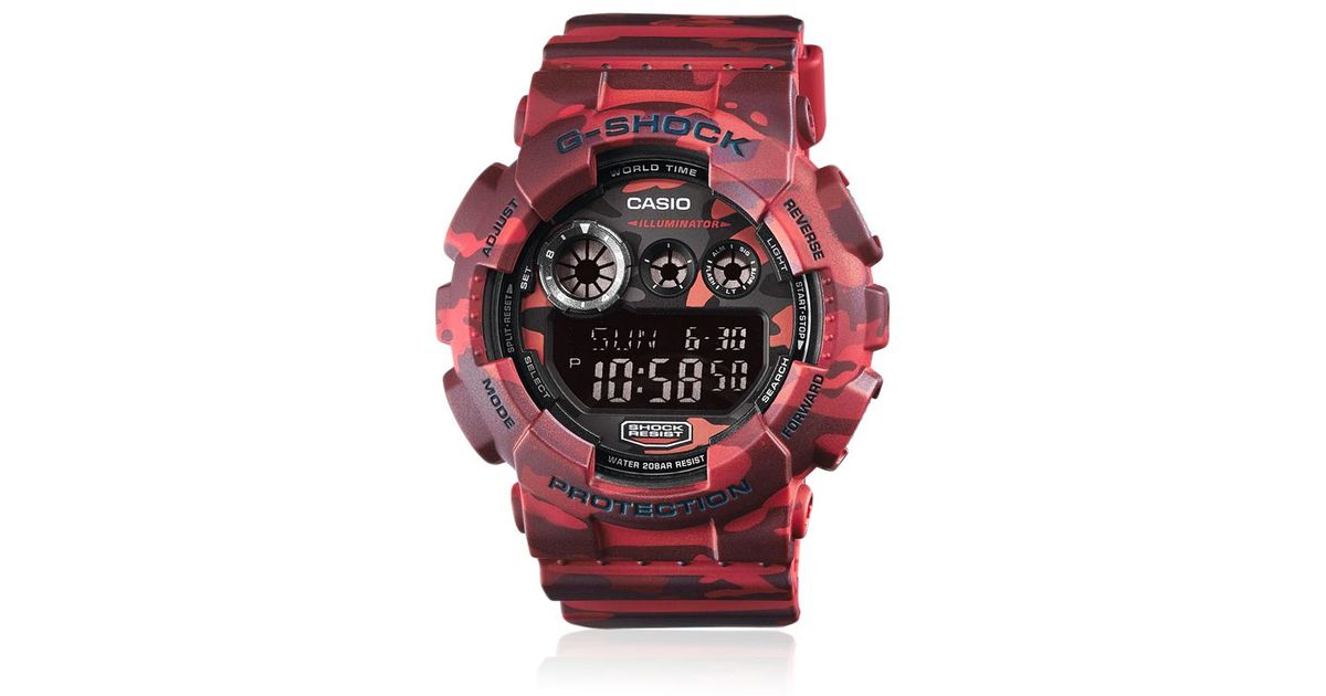 red camo g shock watch