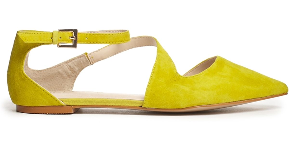 womens flat yellow shoes