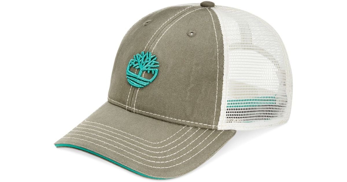 Timberland Cotton Twill Trucker Hat in Green for Men | Lyst