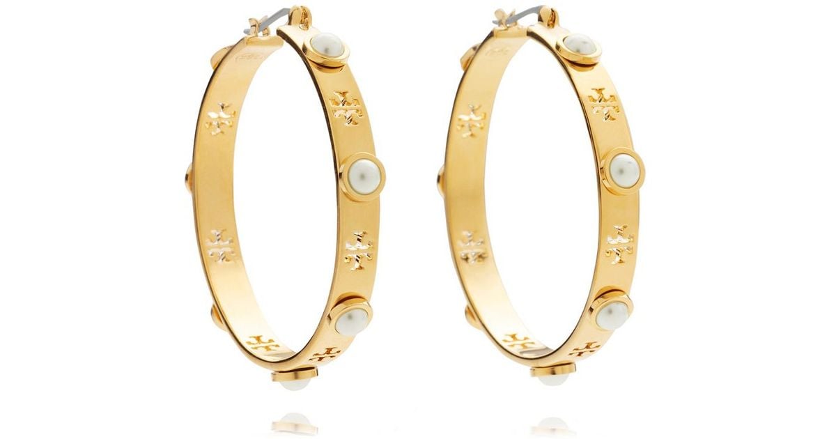 Tory burch pierced shop t hoop earrings