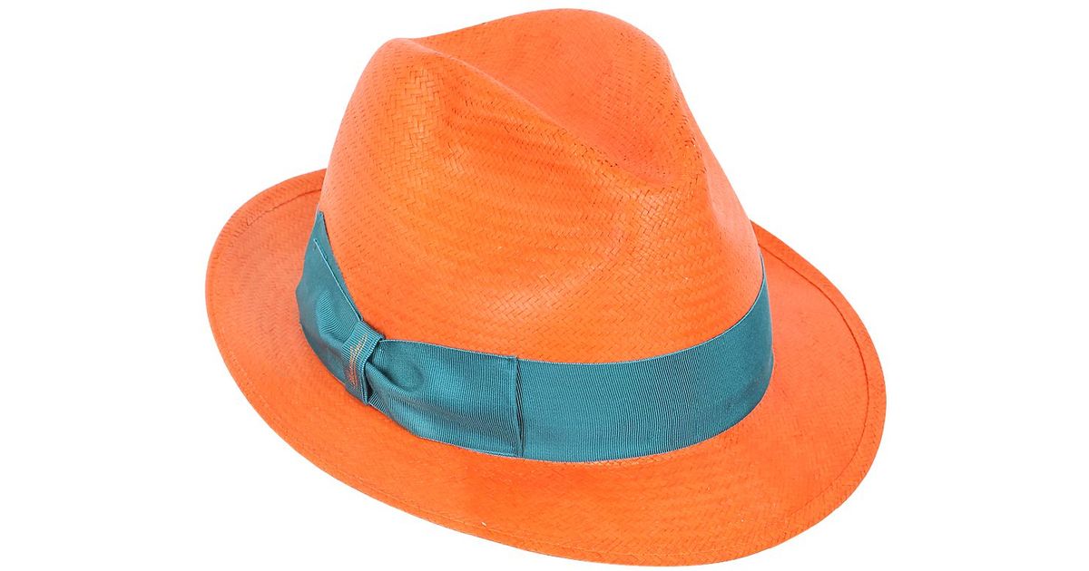 Borsalino Paper Trilby Hat in Orange/Green (Green) Lyst
