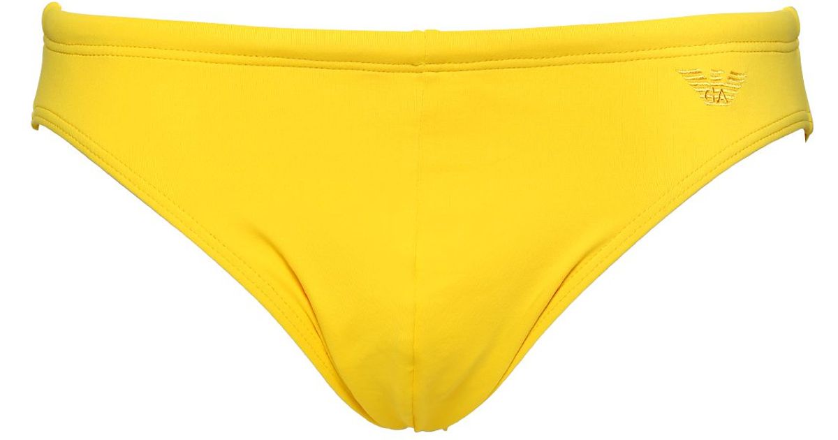 Emporio Armani Stretch Microfiber Swimming Briefs in Yellow for Men - Lyst