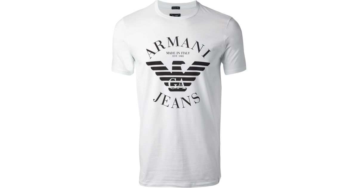 Armani Jeans Logo Tshirt in White for 