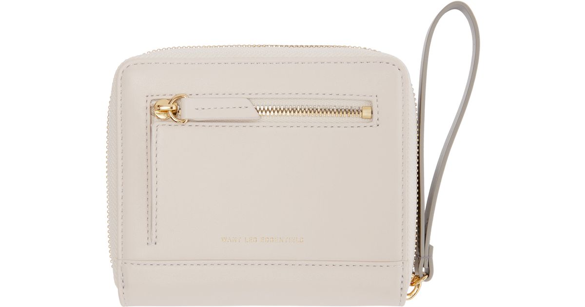 Want Les Essentiels De La Vie Leather White Portela Zip Wallet Lyst