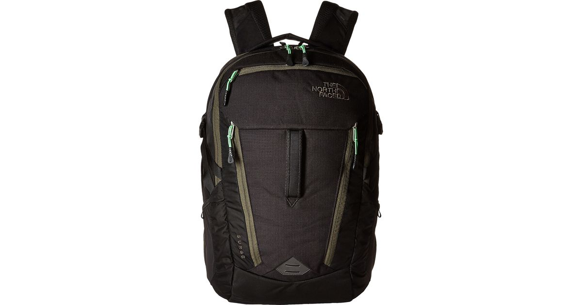 north face backpack black and green