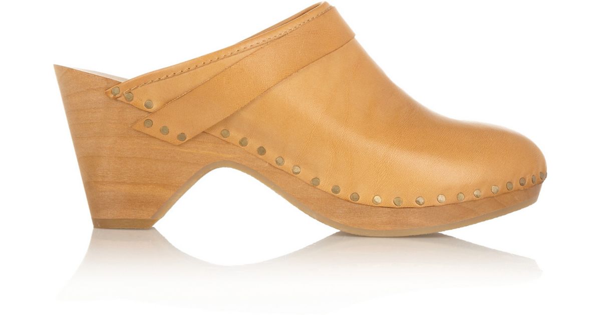 Isabel Marant Towson Leather and Wooden Clogs in Orange - Lyst