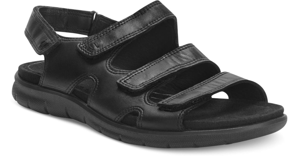 Ecco Leather Women's Babett Three Strap Sandals in Black | Lyst