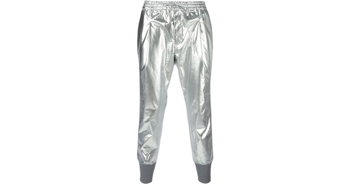 metallic track pants