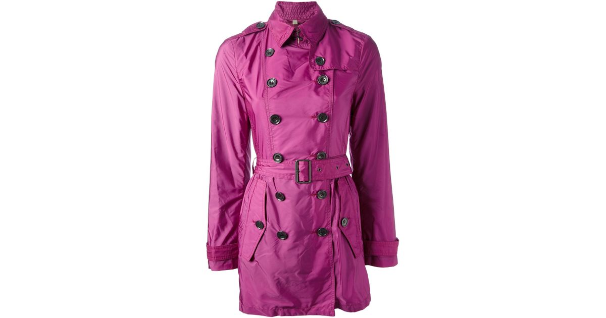 Burberry Brit Double Breasted Trench Coat In Purple Lyst Uk
