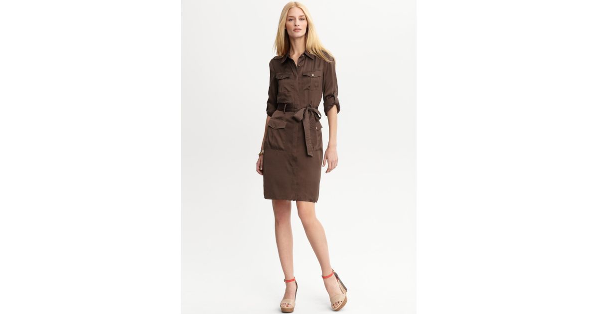Banana Republic Heritage Safari Shirt Dress Barn Brown Lyst
