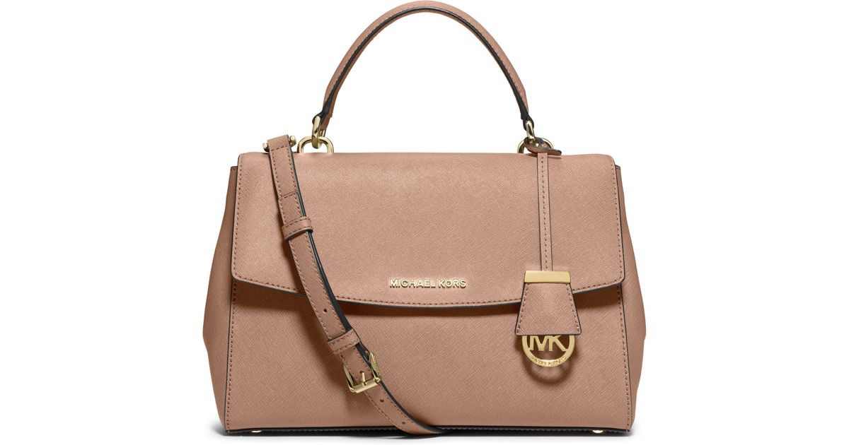 MICHAEL Michael Kors Ava Large Saffiano Leather Satchel in Pink | Lyst