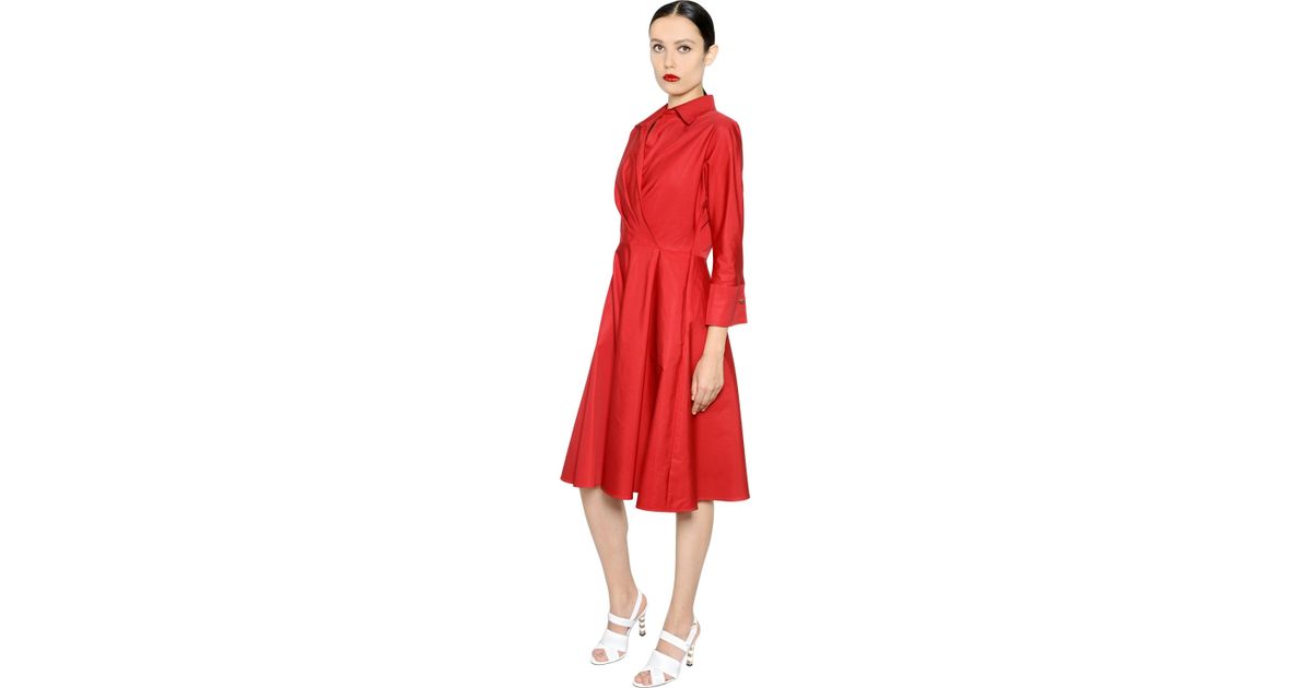 red cotton wrap dress