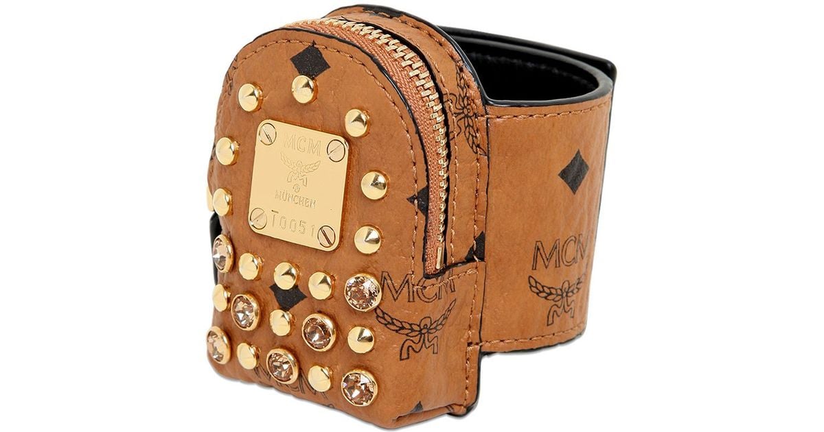 MCM Coated Canvas Coin Purse Cuff Bracelet in Metallic Lyst