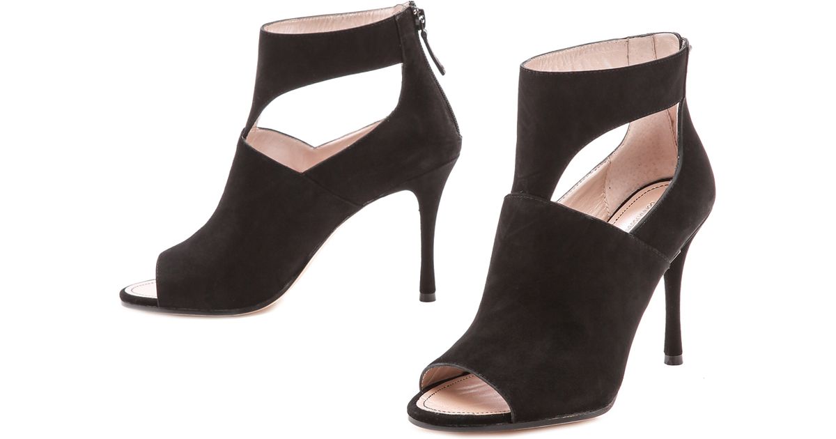 DKNY Lucia Peep Toe Ankle Booties Black | Lyst