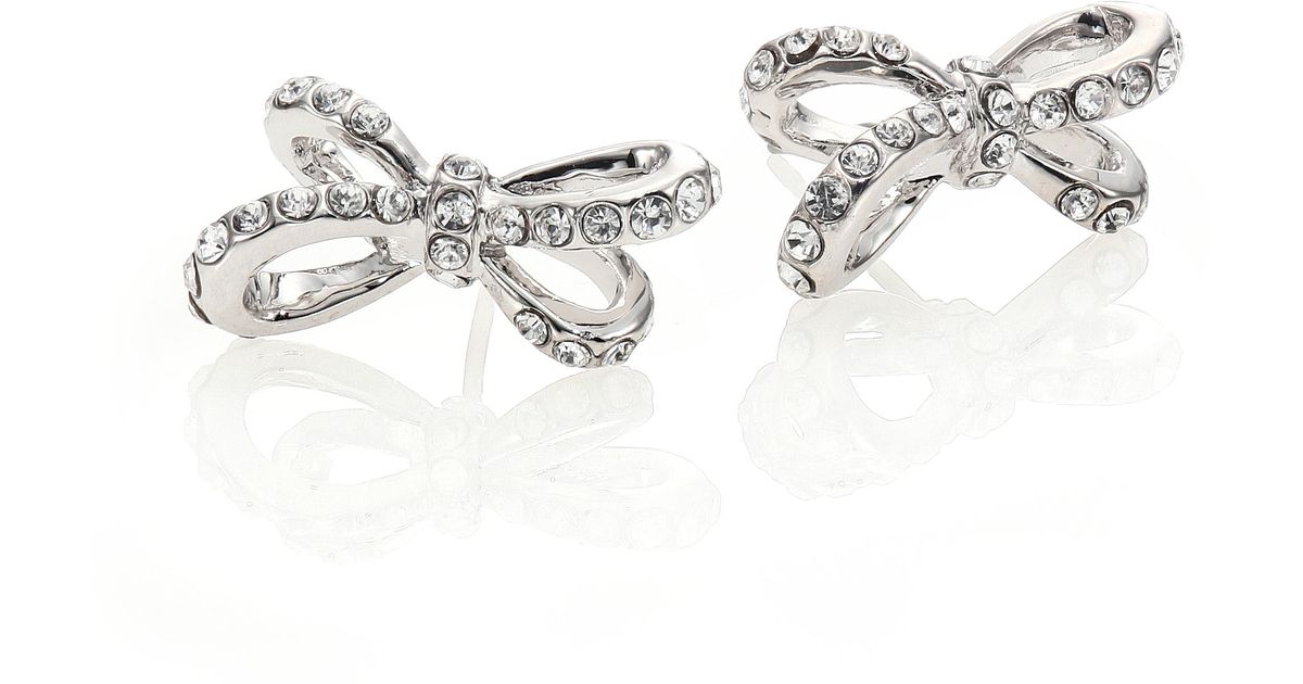 Lyst Kate Spade New York Pav Eacute Bow Earrings In Metallic
