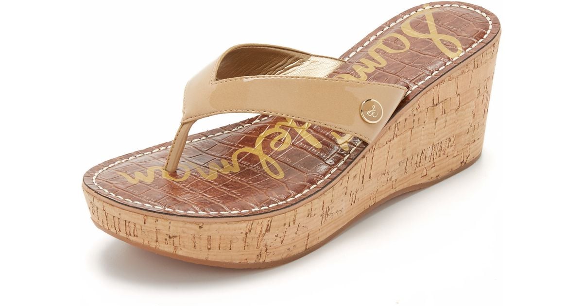 Sam Edelman Romy Wedge Thong Sandals in Brown | Lyst Canada