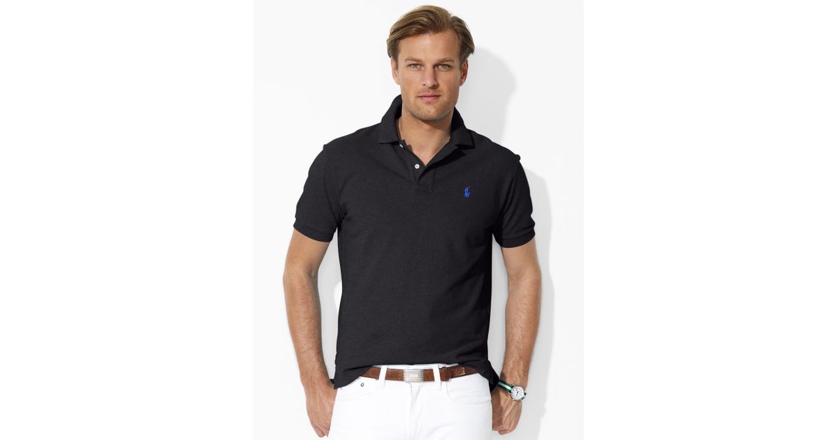 Polo Ralph Lauren Cotton Classic Fit Mesh Polo Shirt In Black Marl Heather Gray For Men Lyst