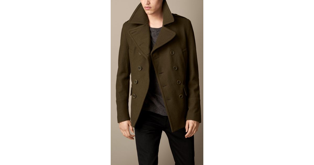 Burberry Wool Cashmere Pea Coat in Military Olive (Green) for Men | Lyst