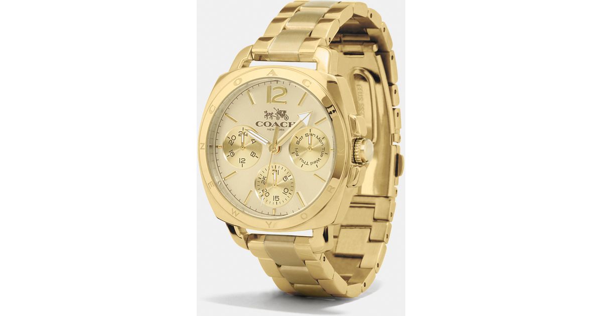 COACH Boyfriend 38mm Gold Plated Multifunction Bracelet Watch in Metallic |  Lyst