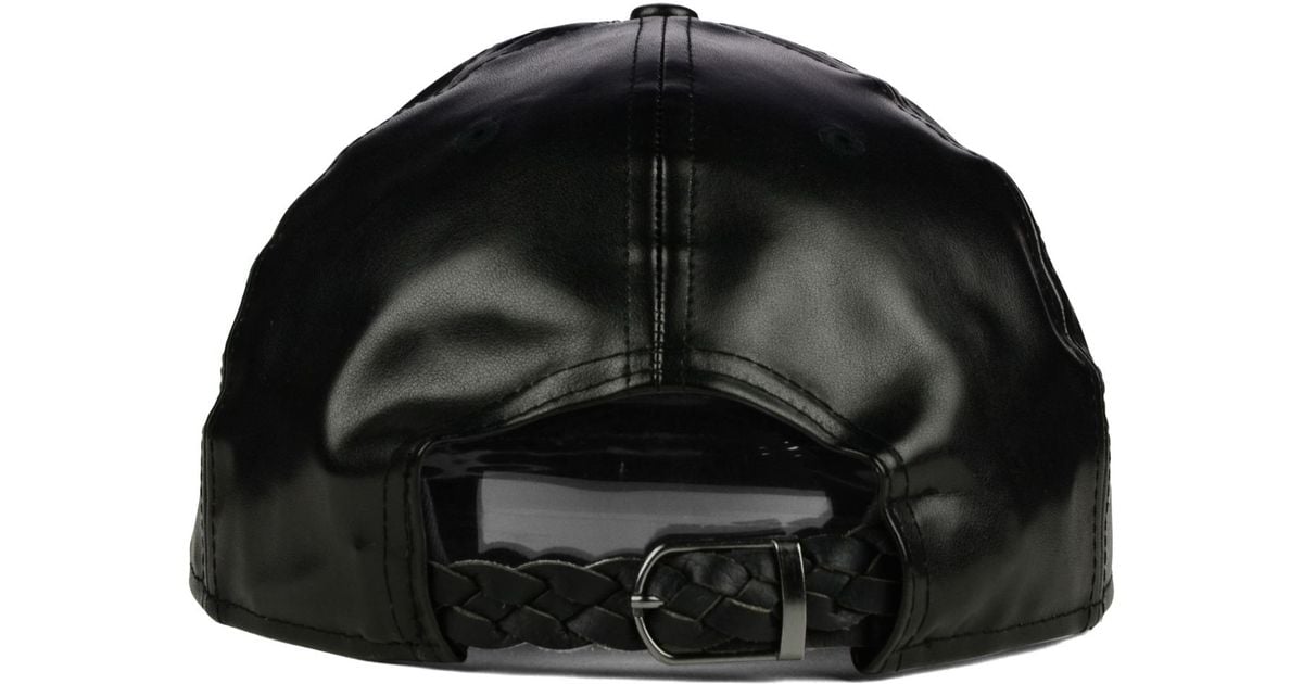 KTZ New York Yankees Faux Leather 9fifty Strapback Cap in Black