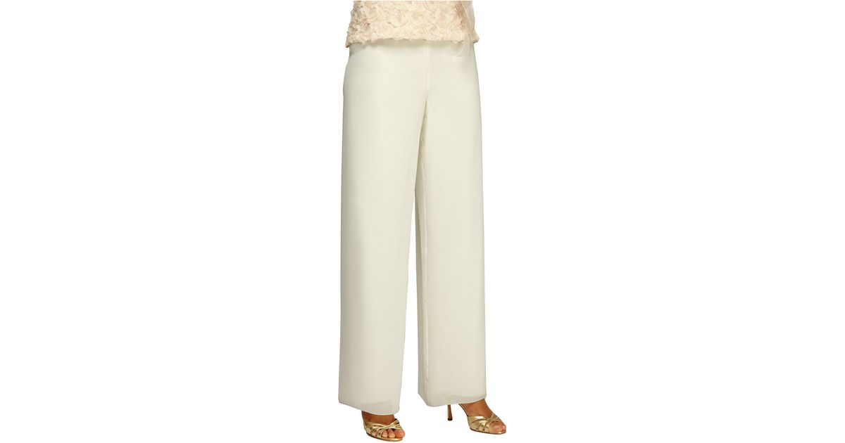 Alex evenings Chiffon Dress Pants in White | Lyst