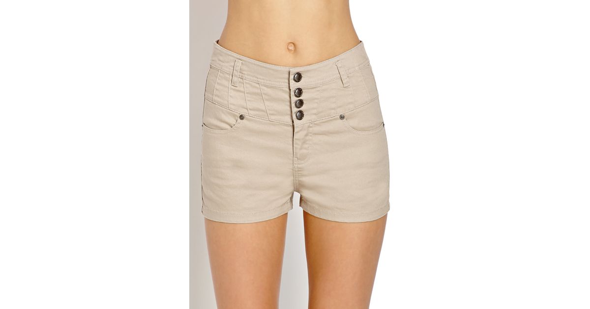 high waisted khaki shorts