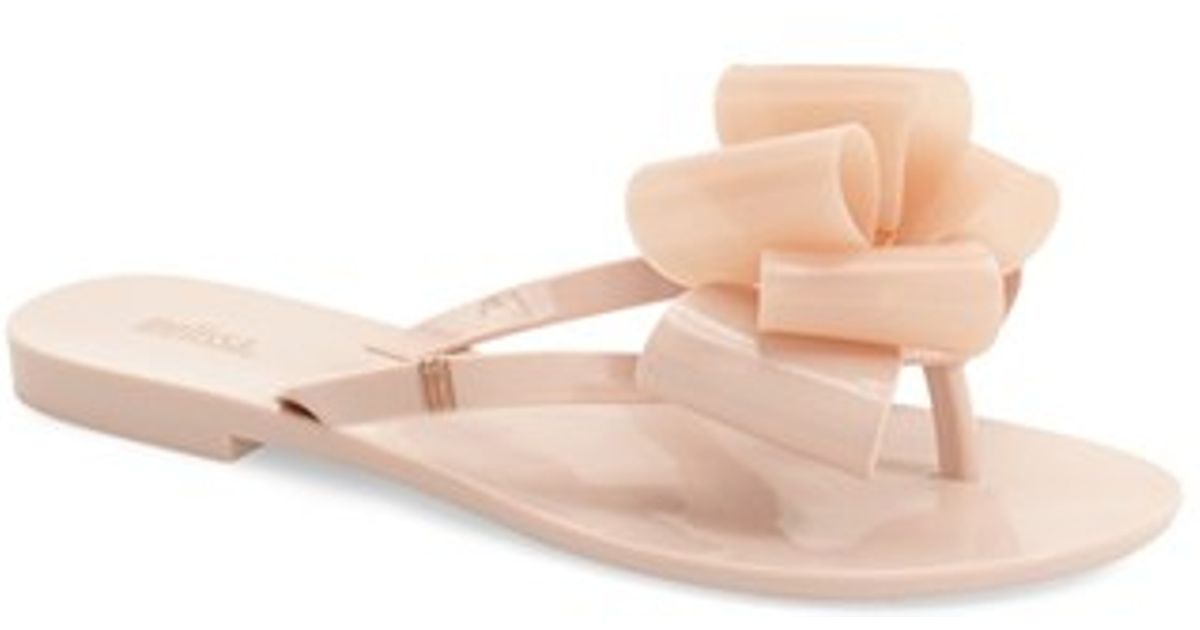 jelly flip flops with bow detail