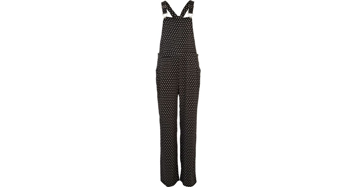 River Island Black And White Polka Dot Smart Dungarees