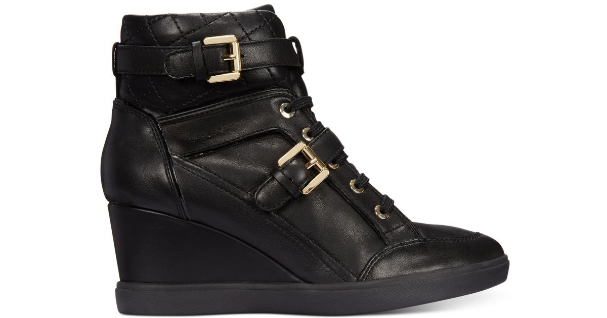 Geox Leather D Eleni Wedge Sneakers in 